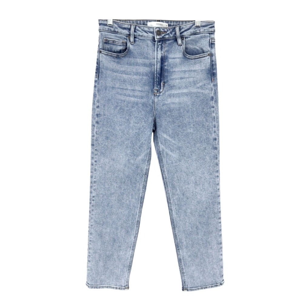 HIDDEN JEANS High Rise Straight VERY LIGHT ACID WASH Stretch Ankle Super Soft 31